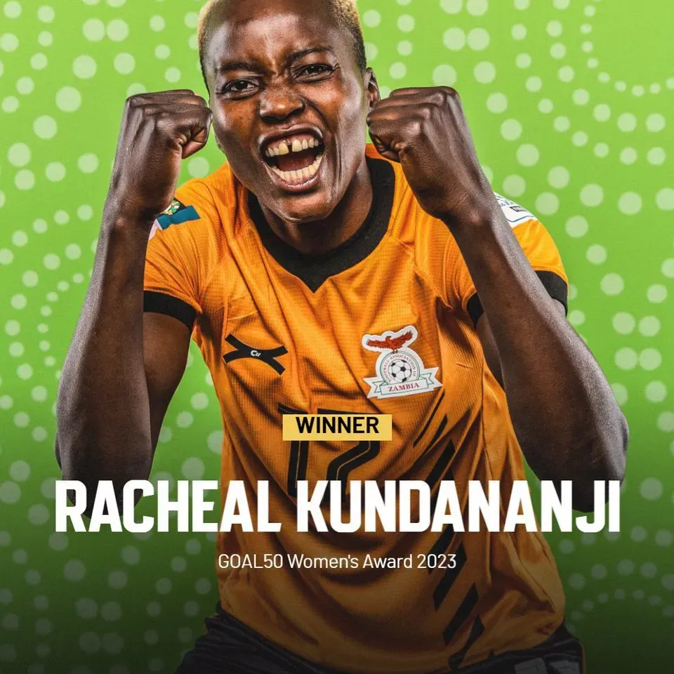 Breaking barriers and making history! Racheal Kundananji, the unstoppable force from Zambia, clinches the GOAL50 Women's Player of the Year title.